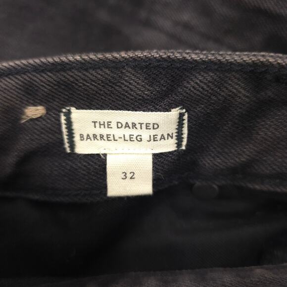 Madewell Jeans The Darted Barrel-Leg Washed Black Button Denim - Picture 9 of 12